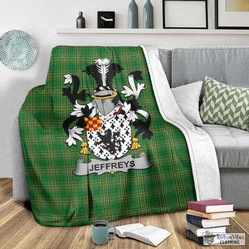 Tartan Vibes Clothing Jeffreys Irish Clan Tartan Blanket with Coat of Arms