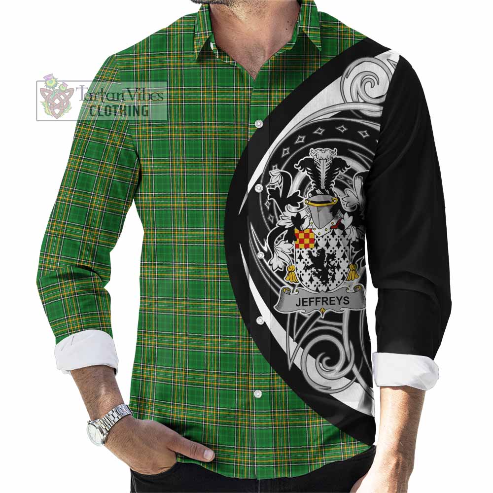 Jeffreys Irish Clan Long Sleeve Button Shirt Celtic Circle Style - Tartan Vibes Clothing