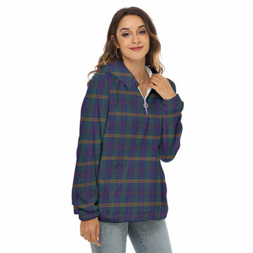Jenkins of Wales Tartan Women's Borg Fleece Hoodie with Half Zip