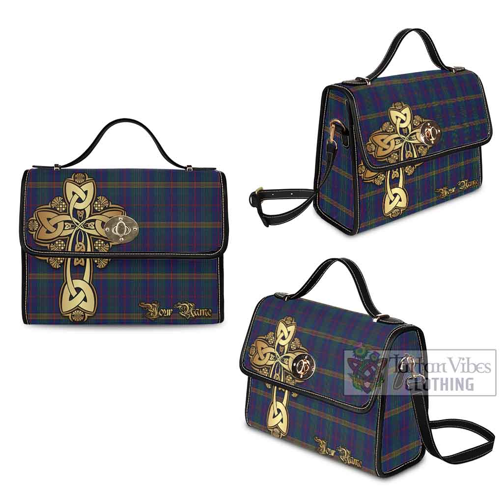 Tartan Vibes Clothing Jenkins of Wales Tartan Waterproof Canvas Bag Golden Thistle Celtic Cross Style