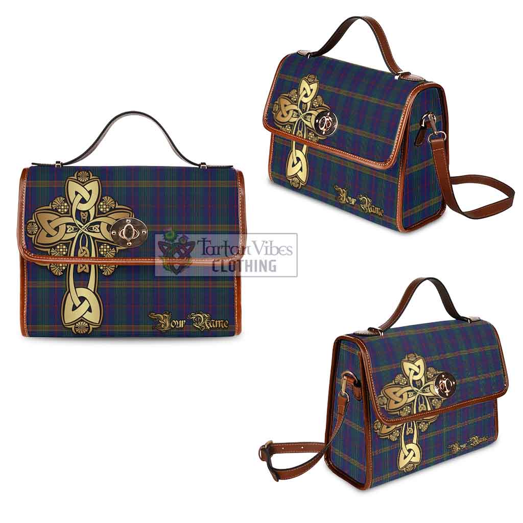 Tartan Vibes Clothing Jenkins of Wales Tartan Waterproof Canvas Bag Golden Thistle Celtic Cross Style