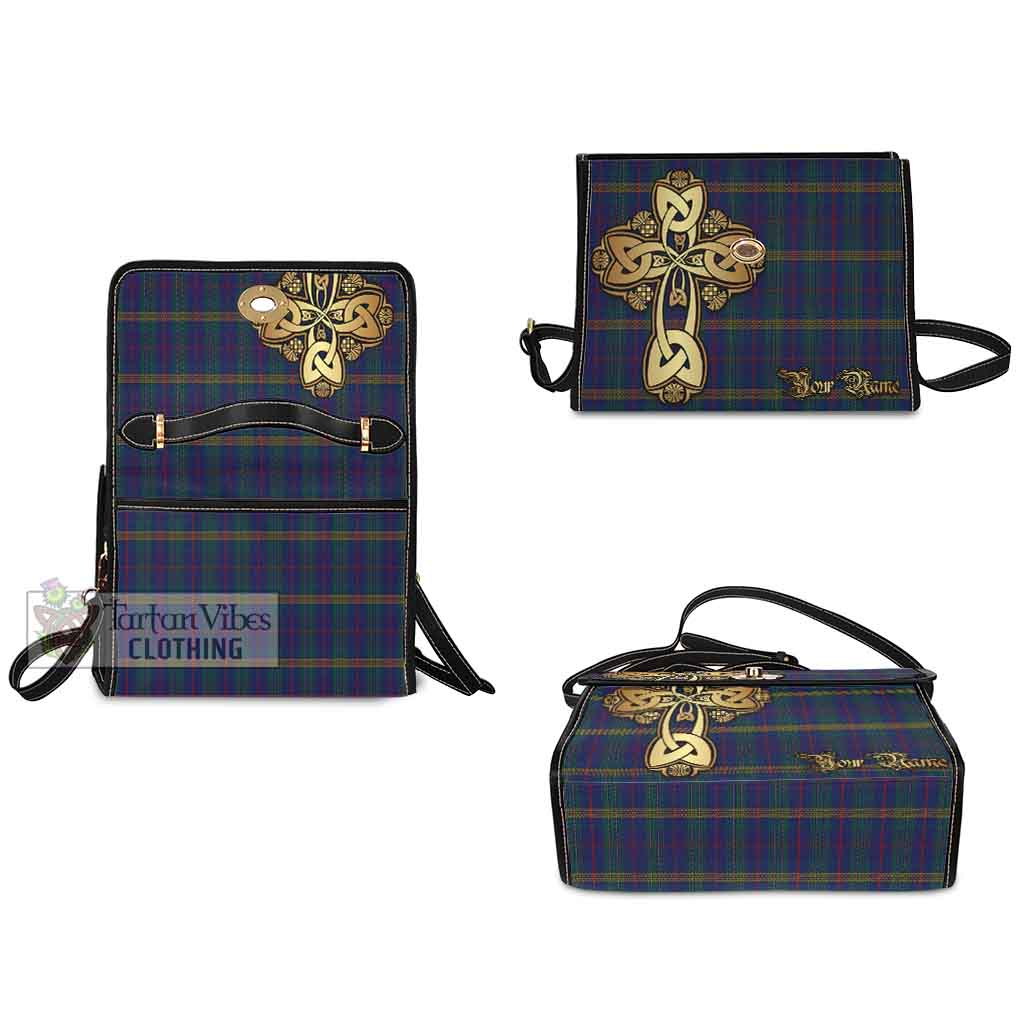 Tartan Vibes Clothing Jenkins of Wales Tartan Waterproof Canvas Bag Golden Thistle Celtic Cross Style
