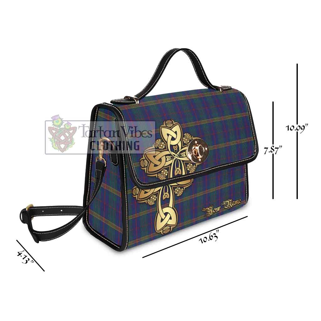 Tartan Vibes Clothing Jenkins of Wales Tartan Waterproof Canvas Bag Golden Thistle Celtic Cross Style