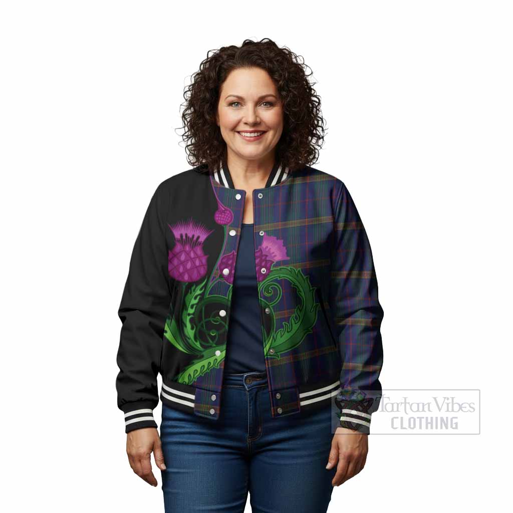 Jenkins of Wales Tartan Baseball Jacket Traditional Scottish Thistle