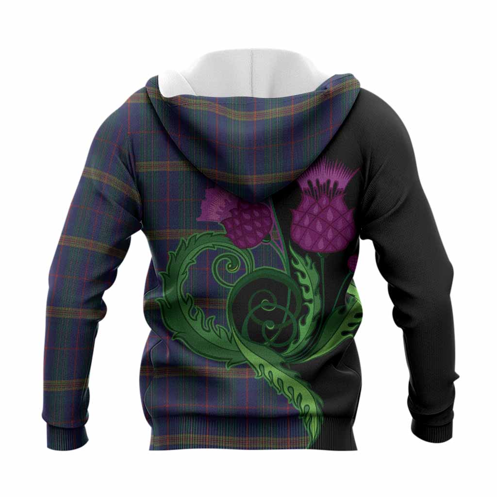 Jenkins of Wales Tartan Knitted Hoodie Traditional Scottish Thistle