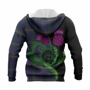 Jenkins of Wales Tartan Knitted Hoodie Traditional Scottish Thistle