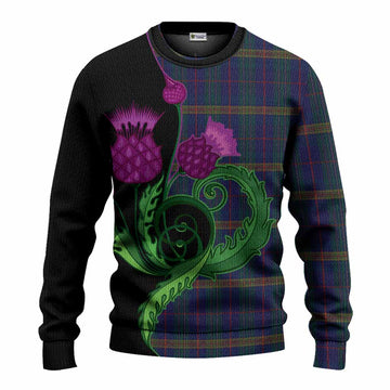 Jenkins of Wales Tartan Knitted Sweater Traditional Scottish Thistle