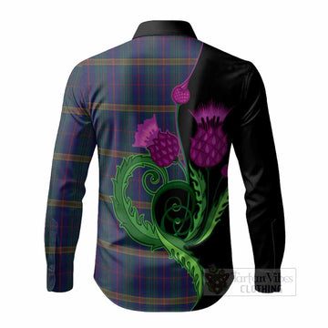 Jenkins of Wales Tartan Long Sleeve Button Shirts Traditional Scottish Thistle