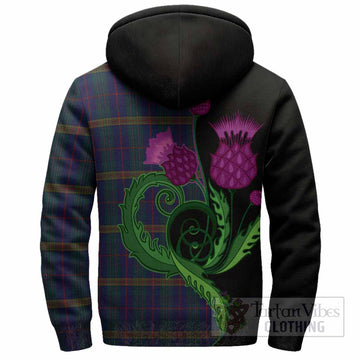 Jenkins of Wales Tartan Sherpa Hoodie Traditional Scottish Thistle