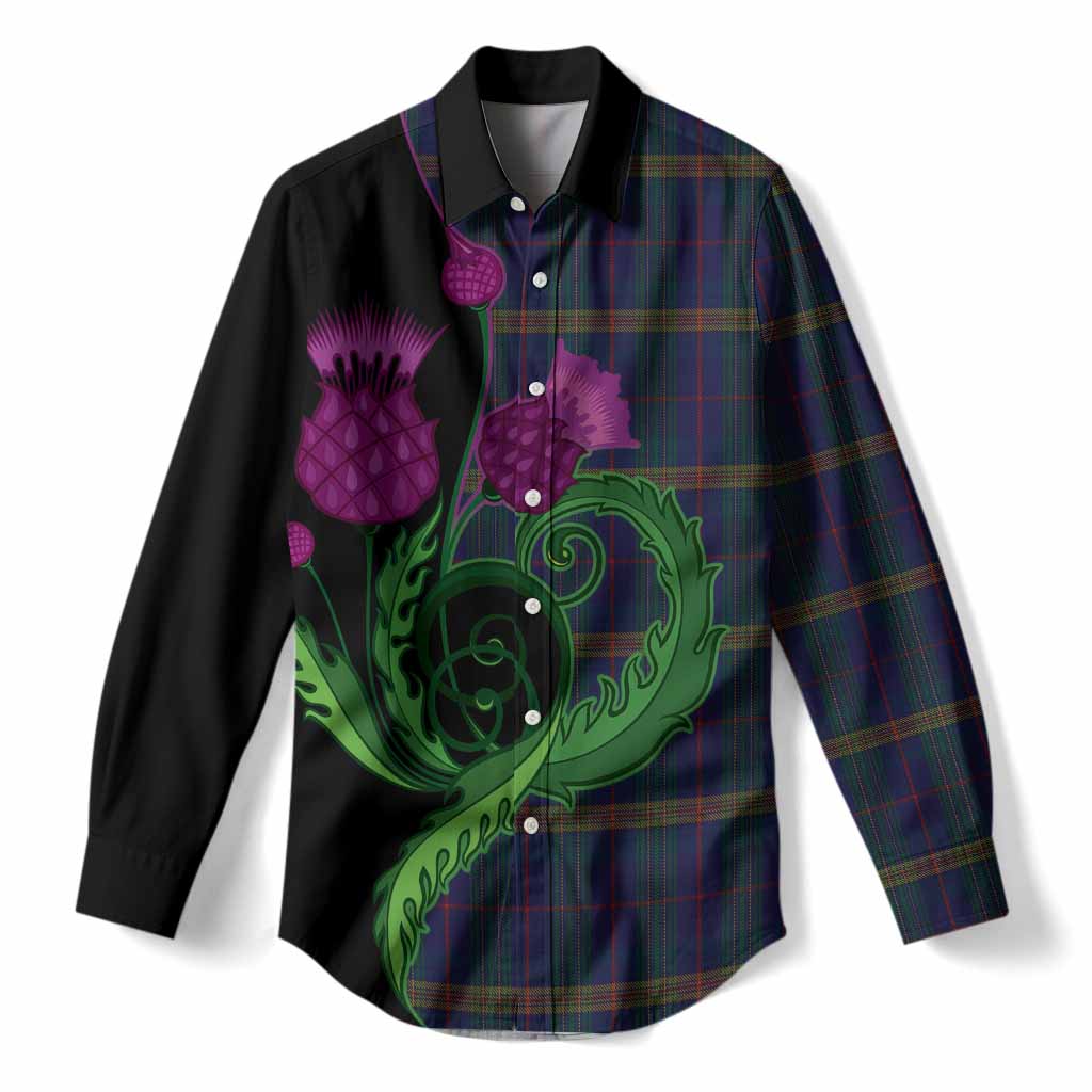 Jenkins of Wales Tartan Women Casual Shirt Traditional Scottish Thistle