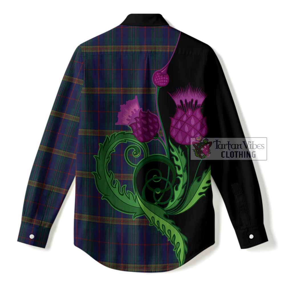 Jenkins of Wales Tartan Women Casual Shirt Traditional Scottish Thistle