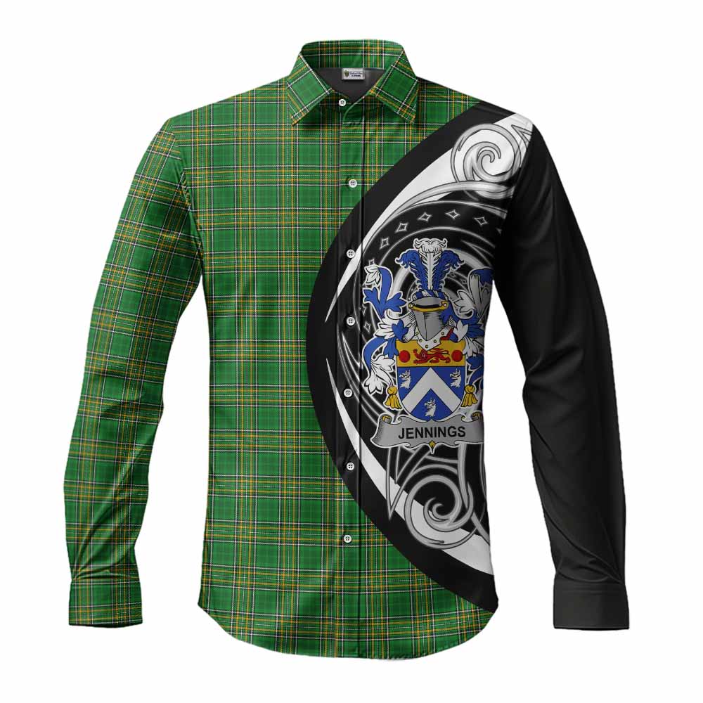 Jennings Irish Clan Long Sleeve Button Shirt Celtic Circle Style Men's Shirt S - Tartan Vibes Clothing