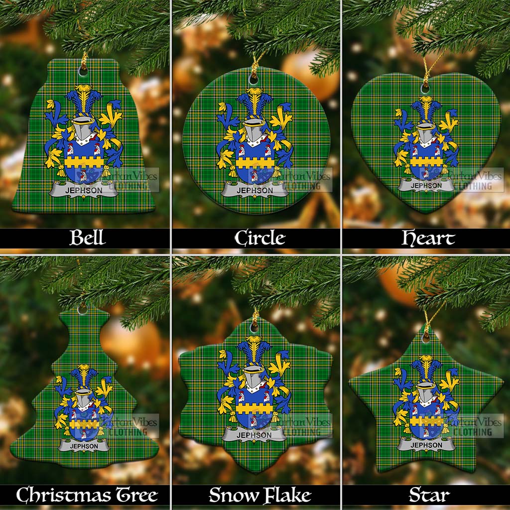 Jephson Irish Clan Tartan Christmas Ceramic Ornament with Coat of Arms Ceramic - Tartan Vibes Clothing