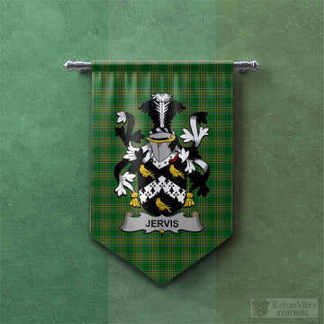 Tartan Vibes Clothing Jervis Irish Clan Tartan Gonfalon, Tartan Banner with Coat of Arms