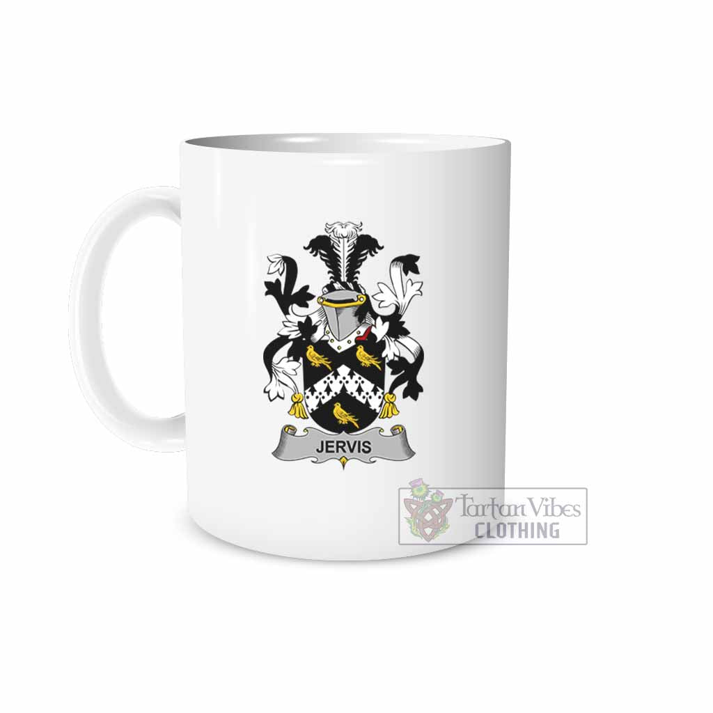 Jervis Irish Clan Coat of Arms Ceramic Mug White - 2D-tartanvibesclothing