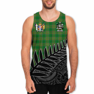 Jervis Irish Clan Tartan Men's Tank Top with Coat of Arms New Zealand Silver Fern Half Style Men - Tartan Vibes Clothing