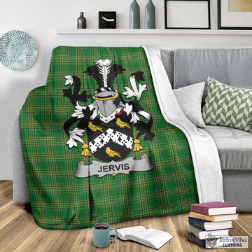 Tartan Vibes Clothing Jervis Irish Clan Tartan Blanket with Coat of Arms