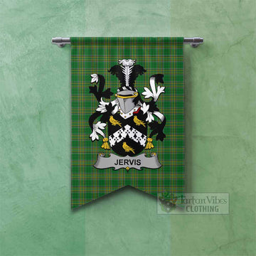 Tartan Vibes Clothing Jervis Irish Clan Tartan Gonfalon, Tartan Banner with Coat of Arms