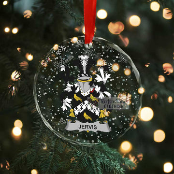 Jervis Irish Clan Christmas Glass Ornament with Coat of Arms - 2D-tartanvibesclothing