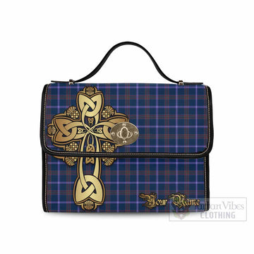 Jewish Tartan Waterproof Canvas Bag Golden Thistle Celtic Cross Style