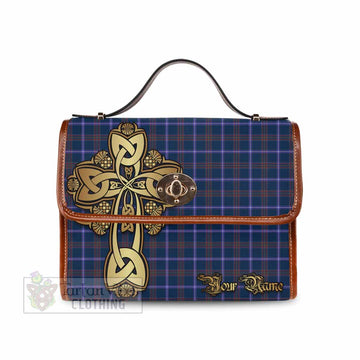 Jewish Tartan Waterproof Canvas Bag Golden Thistle Celtic Cross Style
