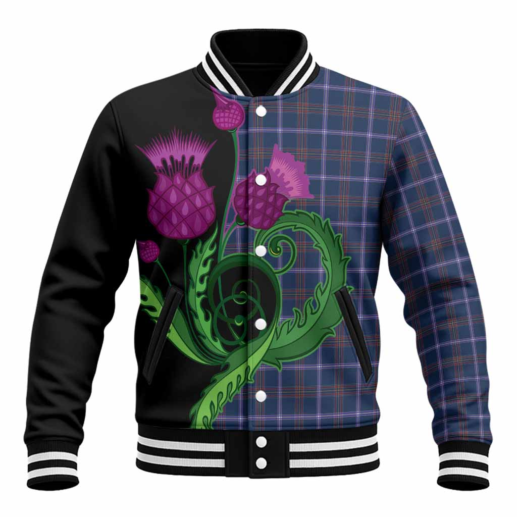 Jewish Tartan Baseball Jacket Traditional Scottish Thistle