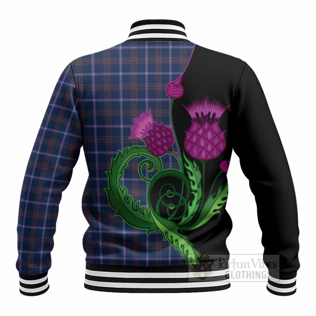 Jewish Tartan Baseball Jacket Traditional Scottish Thistle