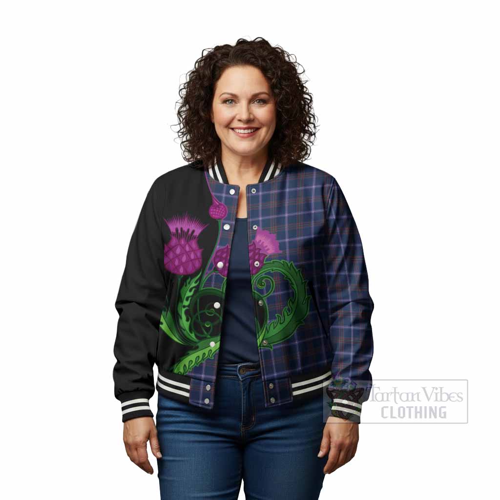 Jewish Tartan Baseball Jacket Traditional Scottish Thistle