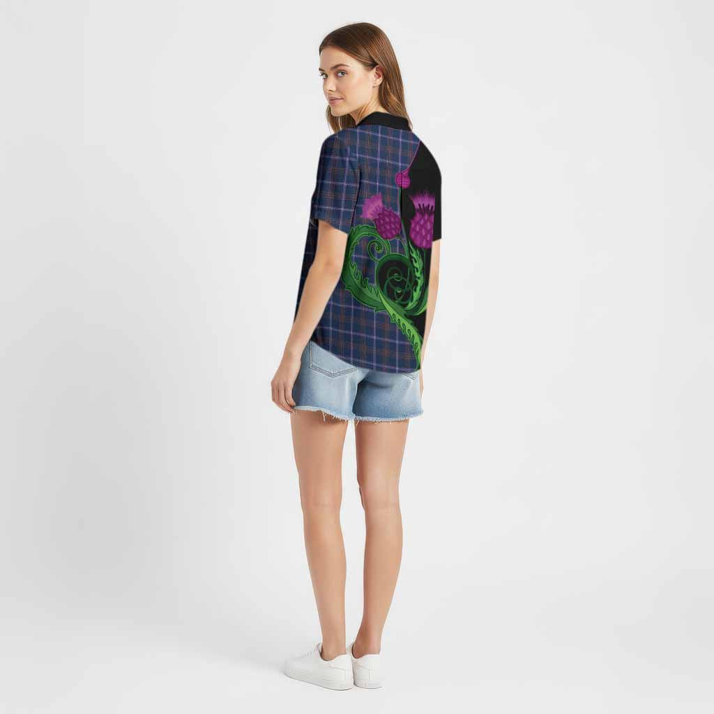 Jewish Tartan Cotton Hawaiian Shirt Traditional Scottish Thistle