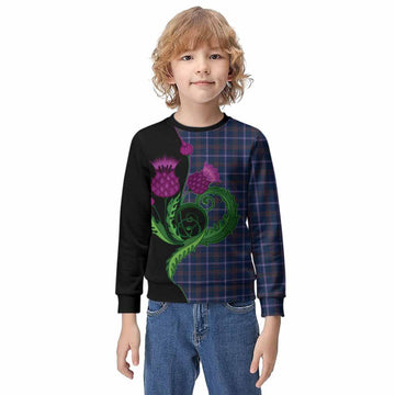 Jewish Tartan Kid Knitted Sweatshirt Traditional Scottish Thistle