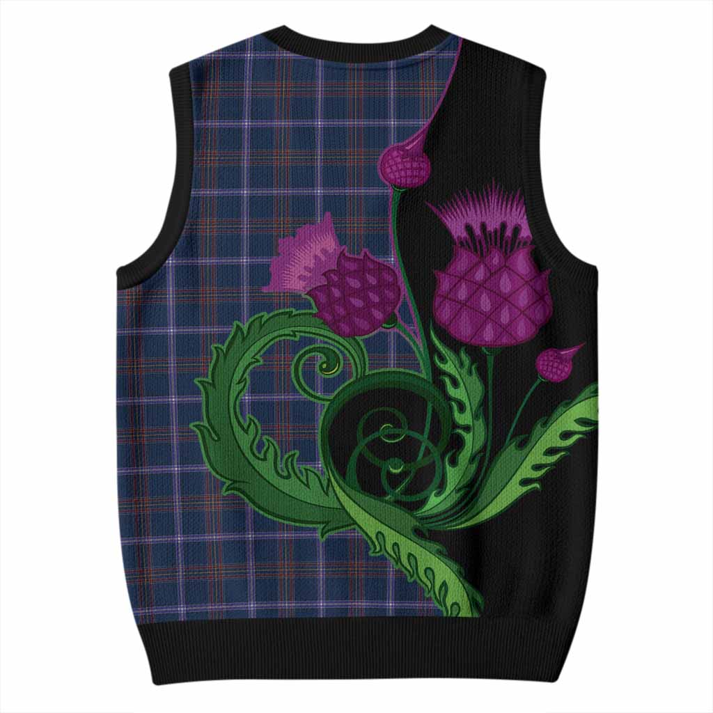 Jewish Tartan Knitted V-Neck Vest Traditional Scottish Thistle