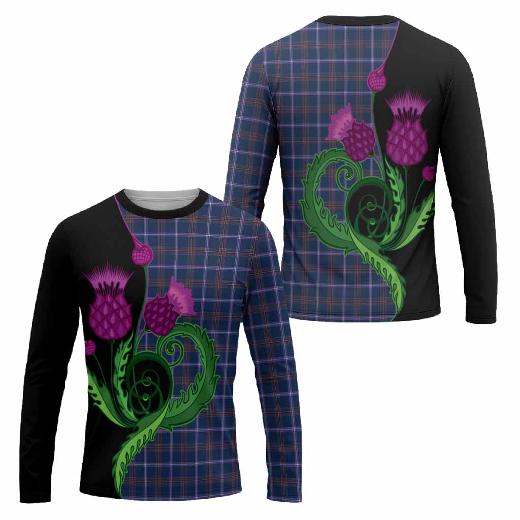 Jewish Tartan Long Sleeve T-Shirt Traditional Scottish Thistle