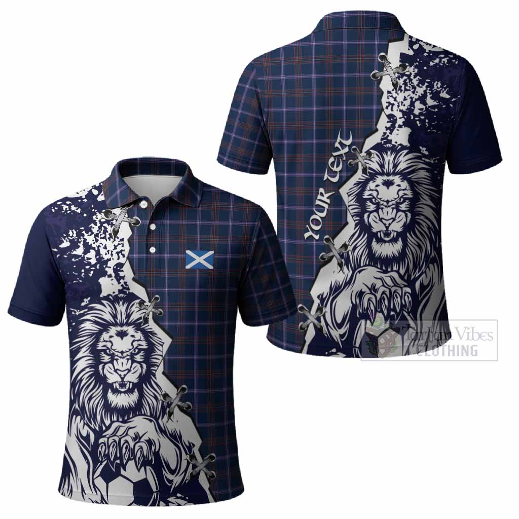 Jewish Tartan Scottish Polo Shirt Angry Lion With Soccer Ball Style