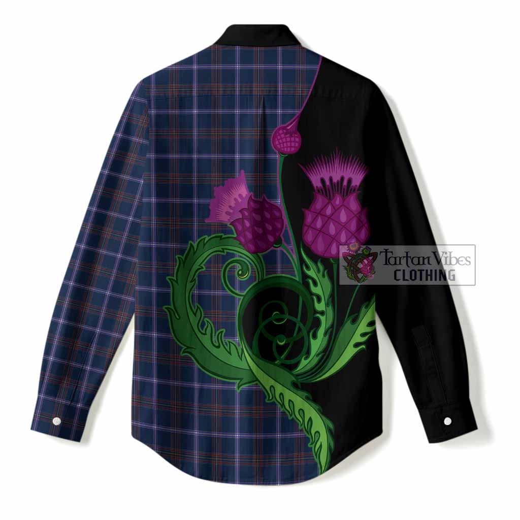 Jewish Tartan Women Casual Shirt Traditional Scottish Thistle
