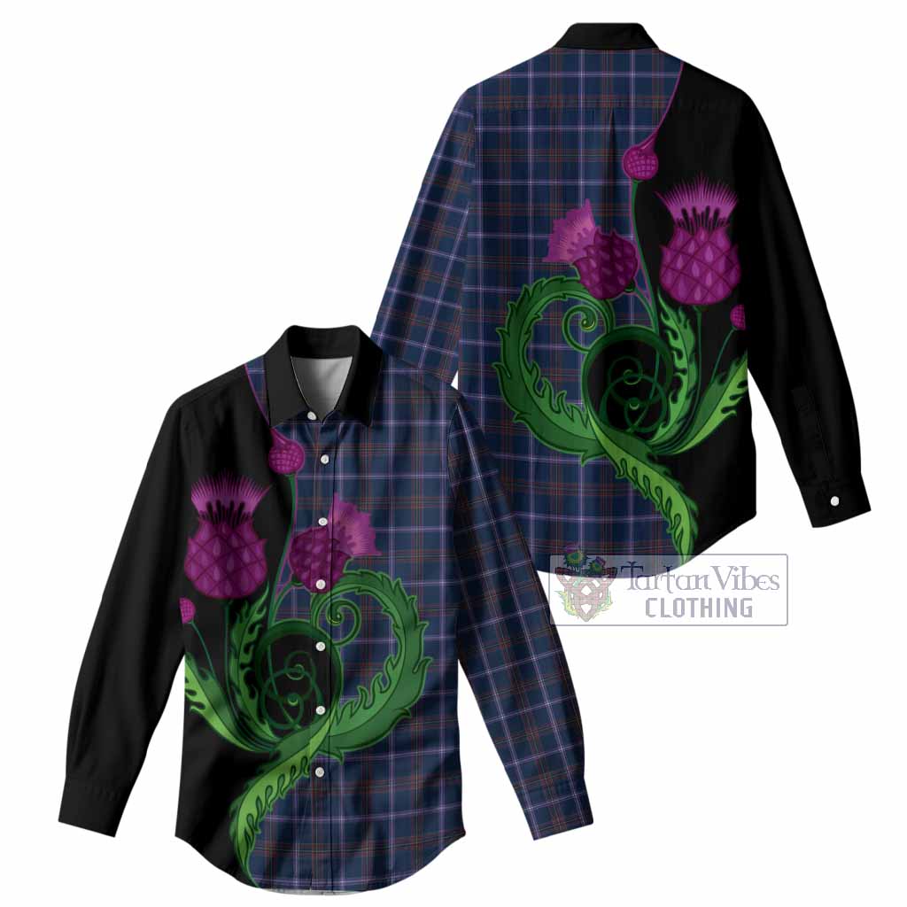 Jewish Tartan Women Casual Shirt Traditional Scottish Thistle