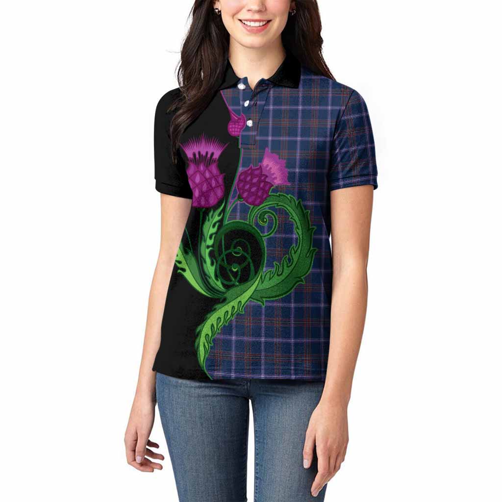 Jewish Tartan Women Polo Shirt Traditional Scottish Thistle