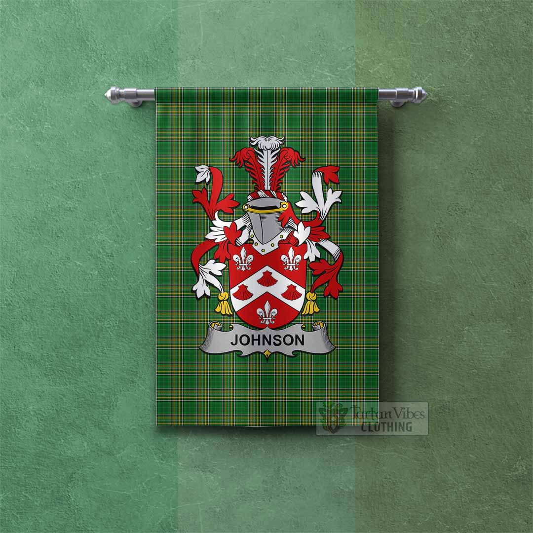 Johnson Irish Clan Tartan Gonfalon, Tartan Banner with Coat of Arms Rectangle - Tartan Vibes Clothing