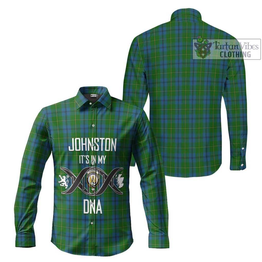 Johnston Tartan Long Sleeve Button Shirt with Family Crest DNA In Me Style Men's Shirt - Tartanvibesclothing Shop
