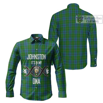 Johnston Tartan Long Sleeve Button Shirt with Family Crest DNA In Me Style Men's Shirt - Tartanvibesclothing Shop