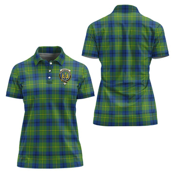 Johnstone Ancient Tartan Polo Shirt with Family Crest For Women