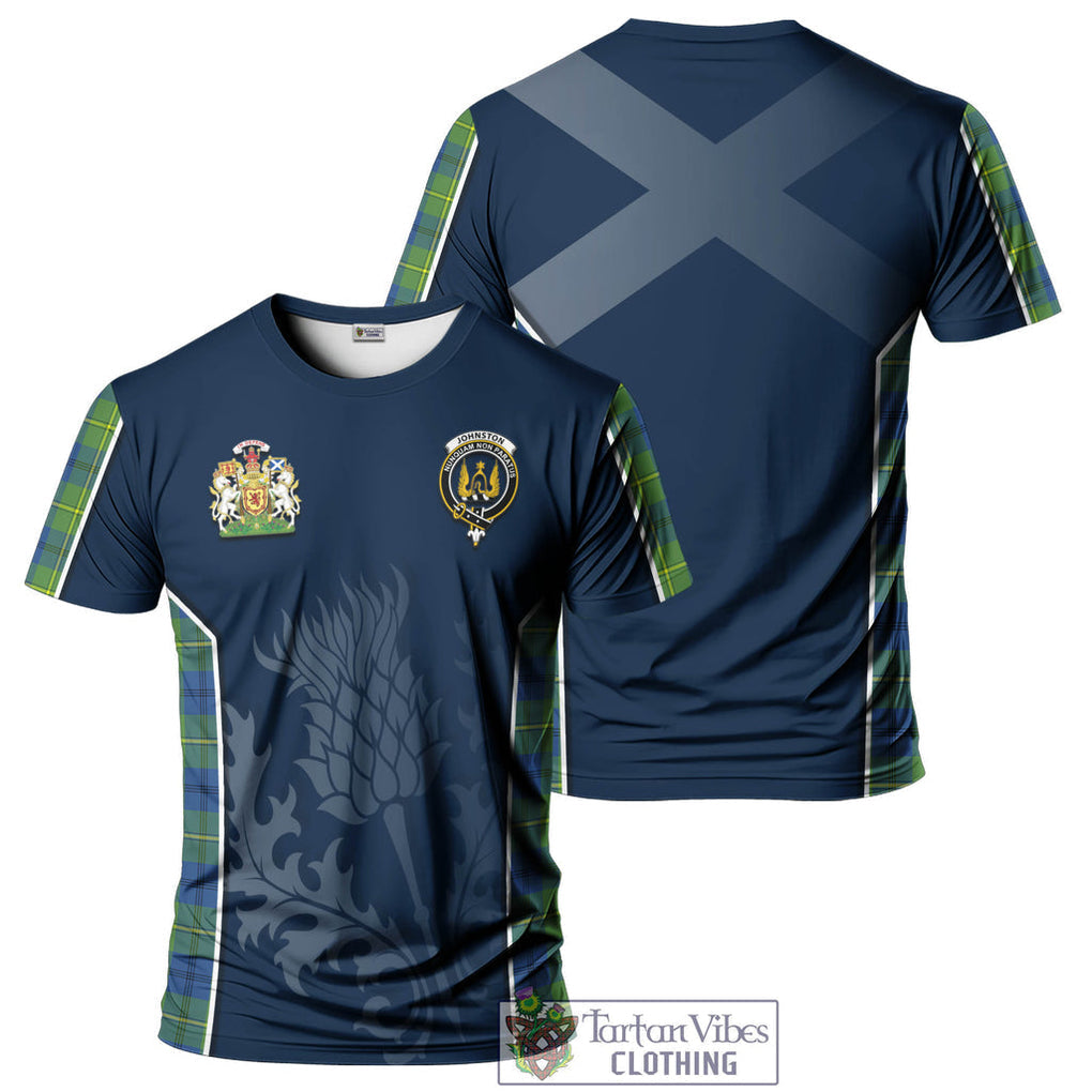Tartan Vibes Clothing Johnston Ancient Tartan T-Shirt with Family Crest and Scottish Thistle Vibes Sport Style