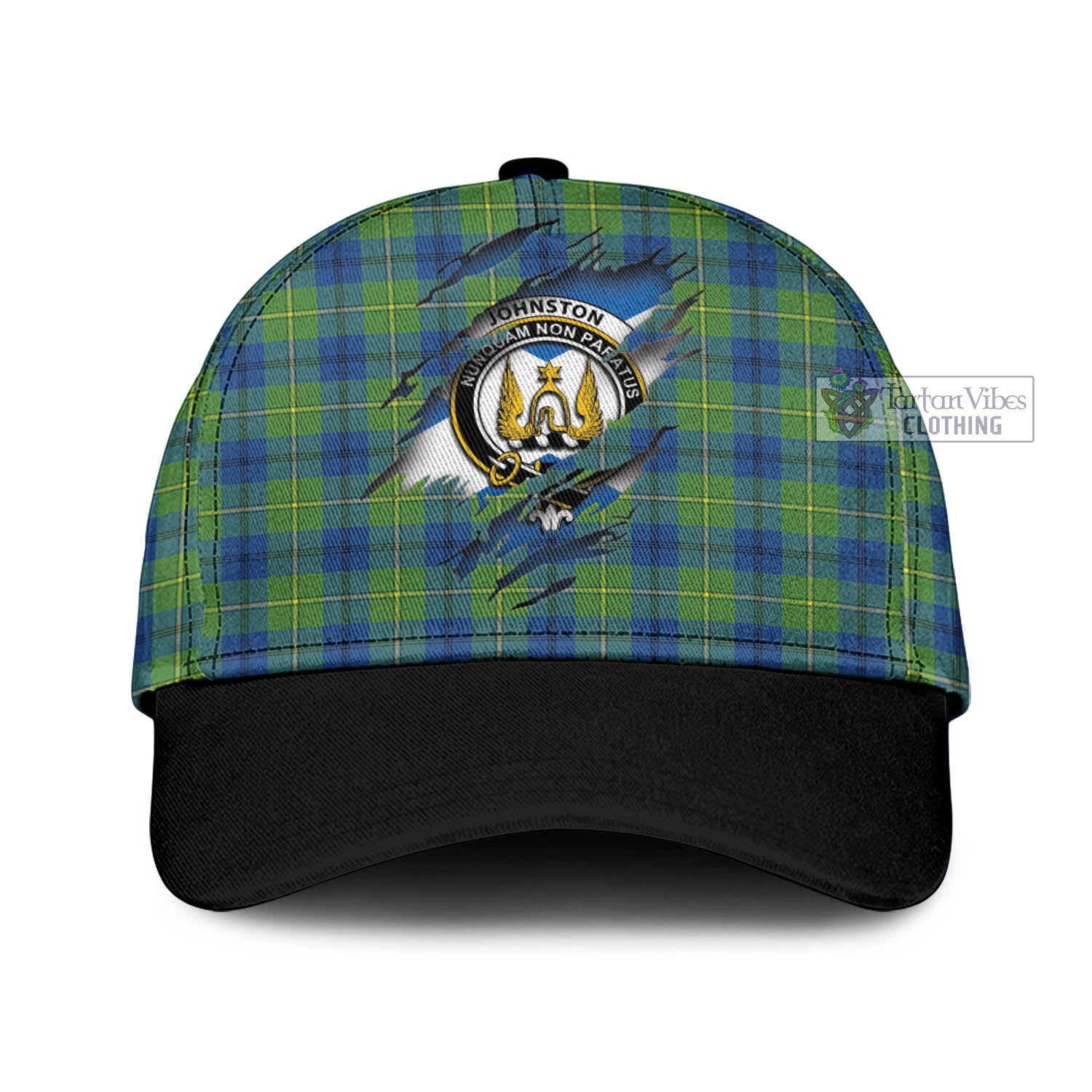 Tartan Vibes Clothing Johnston Ancient Tartan Classic Cap with Family Crest In Me Style