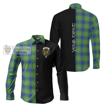 Johnston Ancient Tartan Long Sleeve Button Shirt with Family Crest and Half Of Me Style Men's Shirt S - Tartanvibesclothing Shop