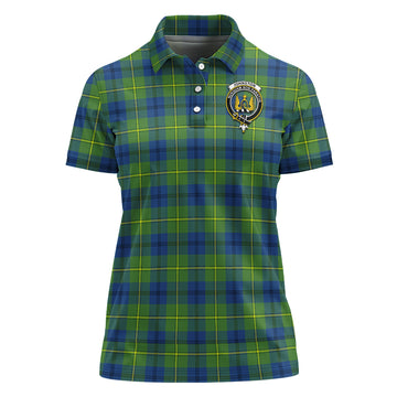 Johnstone Ancient Tartan Polo Shirt with Family Crest For Women