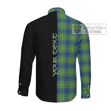 Johnston Ancient Tartan Long Sleeve Button Shirt with Family Crest and Half Of Me Style Men's Shirt - Tartanvibesclothing Shop