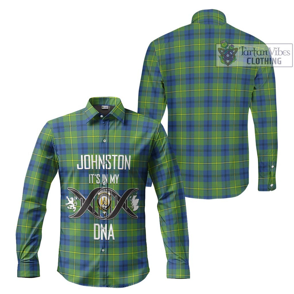 Johnston Ancient Tartan Long Sleeve Button Shirt with Family Crest DNA In Me Style Men's Shirt - Tartanvibesclothing Shop