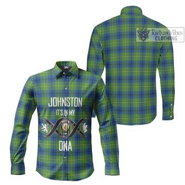 Johnston Ancient Tartan Long Sleeve Button Shirt with Family Crest DNA In Me Style Men's Shirt - Tartanvibesclothing Shop
