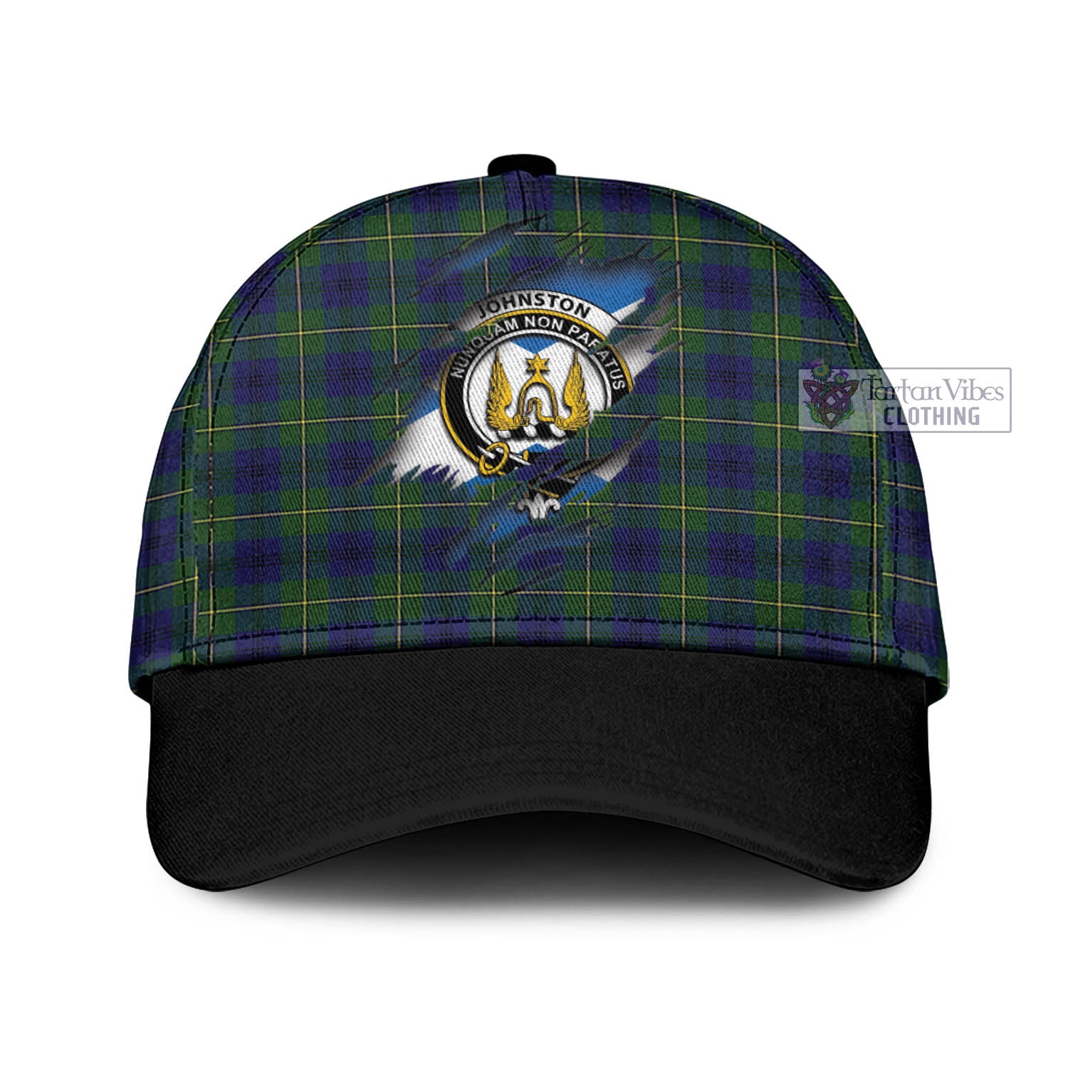Tartan Vibes Clothing Johnston Modern Tartan Classic Cap with Family Crest In Me Style