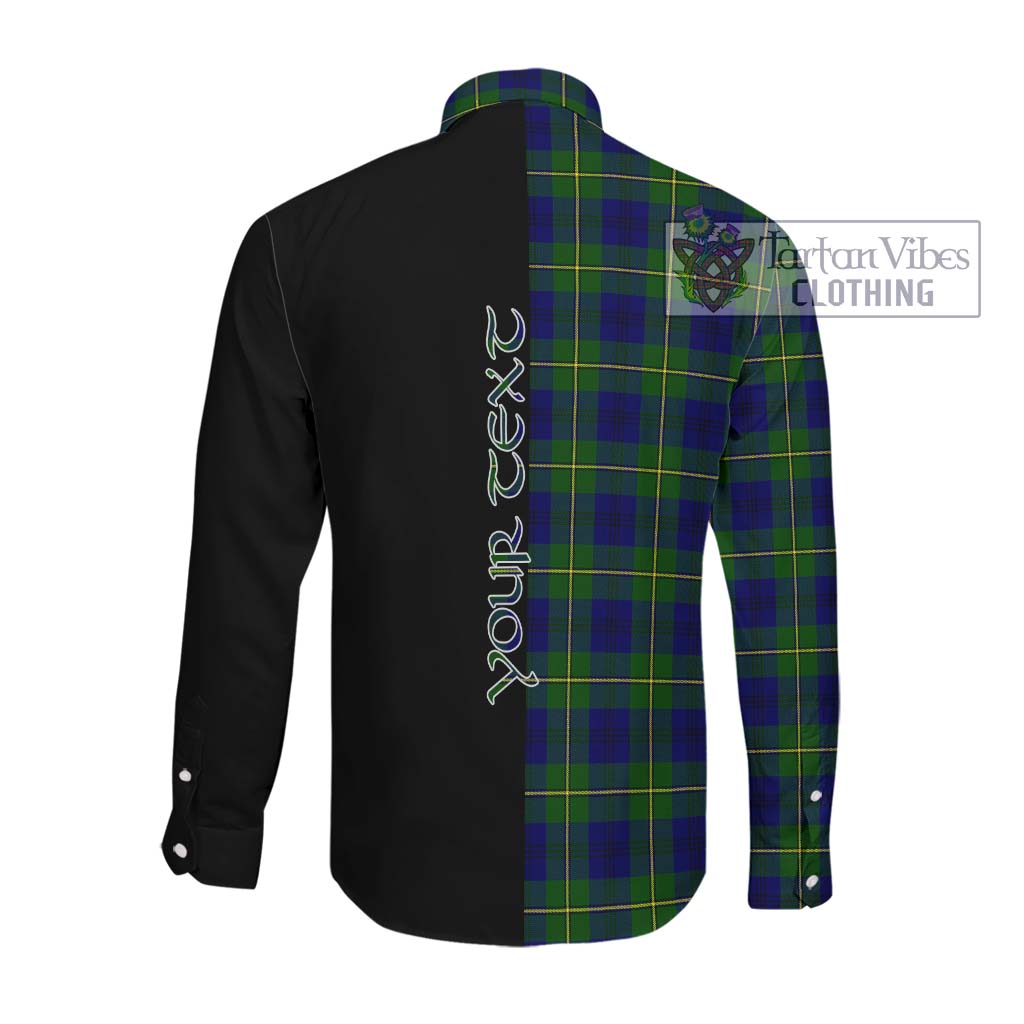 Johnston Modern Tartan Long Sleeve Button Shirt with Family Crest and Half Of Me Style Men's Shirt - Tartanvibesclothing Shop