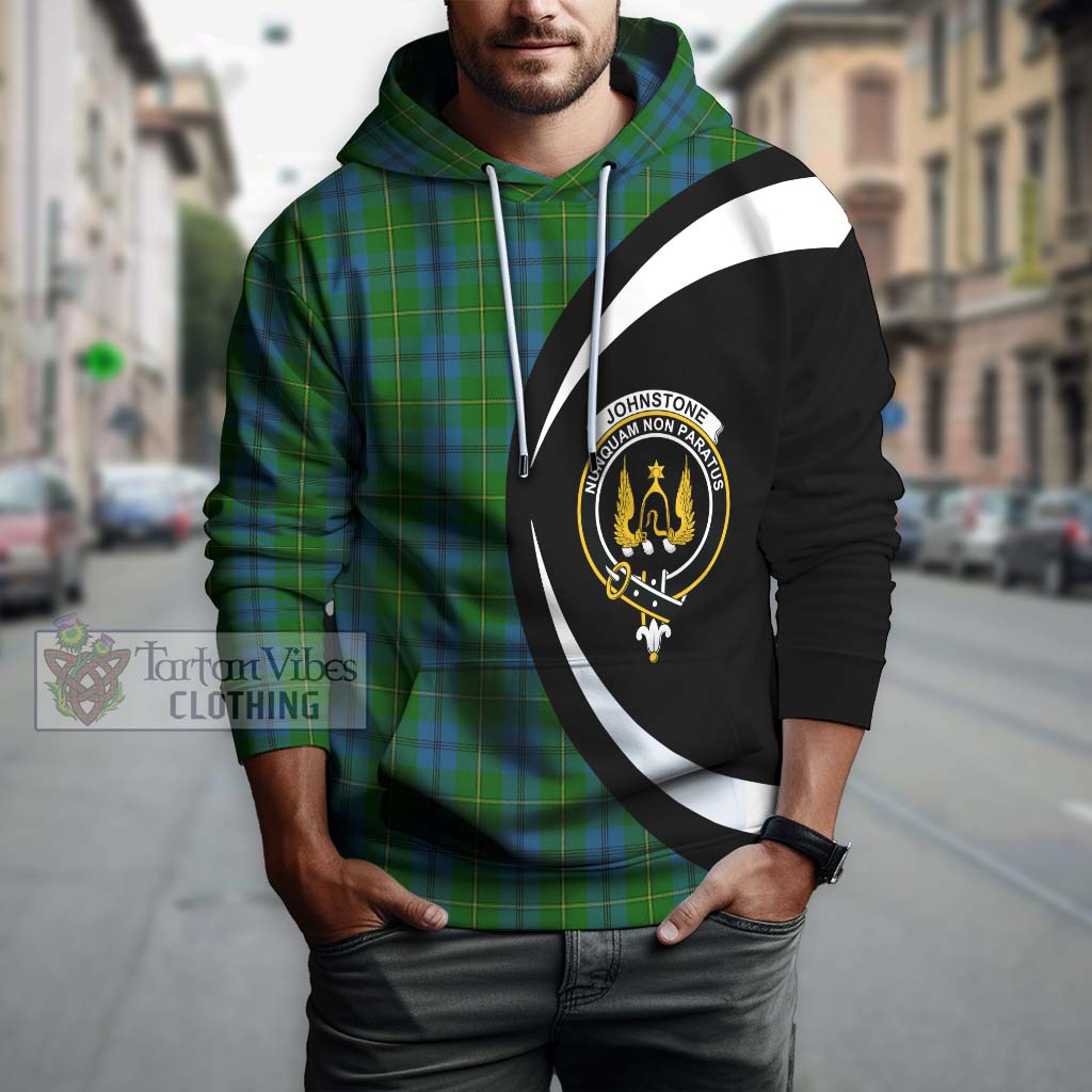 Tartan Vibes Clothing Johnstone Tartan Hoodie with Family Crest Circle Style